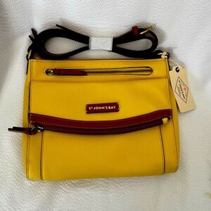 St Johns Bay Quincy Pale Yellow Mustard Crossbody Purse Handbag NEW